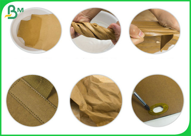 0.55mm Hard structure Washable Kraft Fabric For Handbags Material 