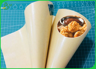 100% Menembus Panas PE Laminated Brown Kraft Paper Untuk Pembungkus Makanan