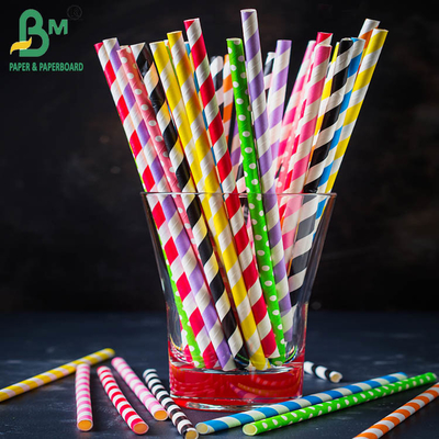 60gm Food Grade Straw Paper Custom Stripes Colors Outer Paper 600mm 620mm Roll Wide 76mm Core