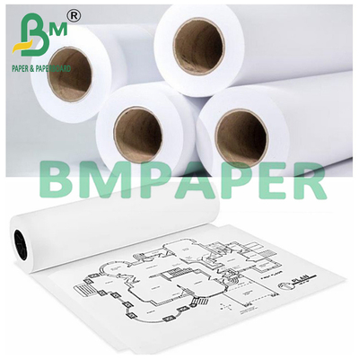 2 Inch Core White Plotter Paper Roll Untuk Perencanaan Teknik 24 &quot; x 50 Yards 80gsm