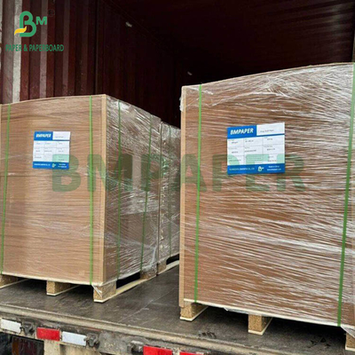 PE Lapisan Satu Sisi Brown Kraft Paperboard Large Sheets Untuk Lunch Box 400gsm + 15g