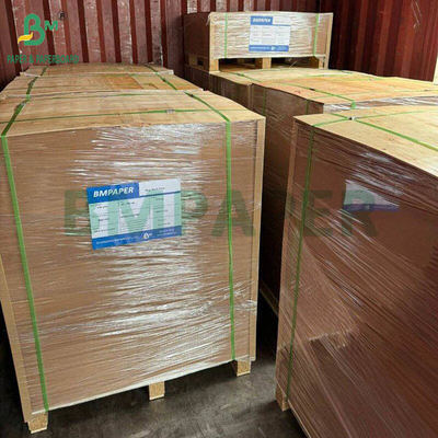 PE Lapisan Satu Sisi Brown Kraft Paperboard Large Sheets Untuk Lunch Box 400gsm + 15g