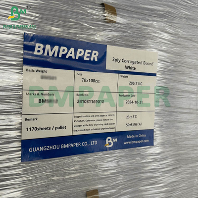 3 Ply Corrugated Board Uncoated Putih 2 Sisi E Flute F Flute 78x108cm 70x100cm