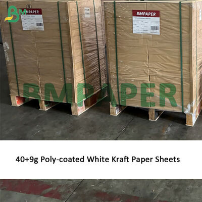 50gm Kertas bungkus peralatan makan 40g+9g Lembar kertas kraft putih poli-lapisi