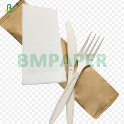 Basis Kraft 40gsm Lapis Poli Aman untuk Makanan + Kertas Pembungkus Peralatan Makan Film PE 9gsm