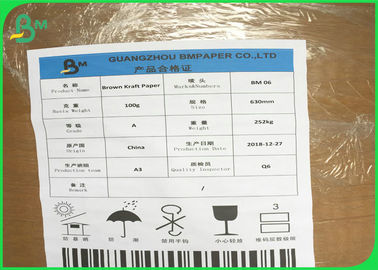 250gm - 400gm Natural Brown Kraft Paper Roll Unbleached Untuk Kontainer Makanan