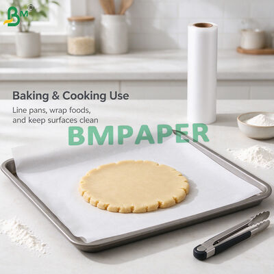 White Silicone Baking Paper Rolls 38gsm Greaseproof Parchment Paper For Oven Baking Cooking