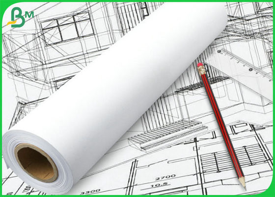 20LB 24 " 36 ′′ lebar x 150 kaki 2 inci Core White Bond Roll Paper Untuk Desain Arsitektur